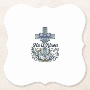 Er ist auferstanden Ostern Kreuz Vintage Vektor Untersetzer