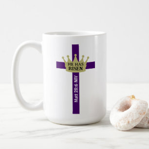 Er ist auferstanden Ostertag Krone und Kreuz Lila Kaffeetasse