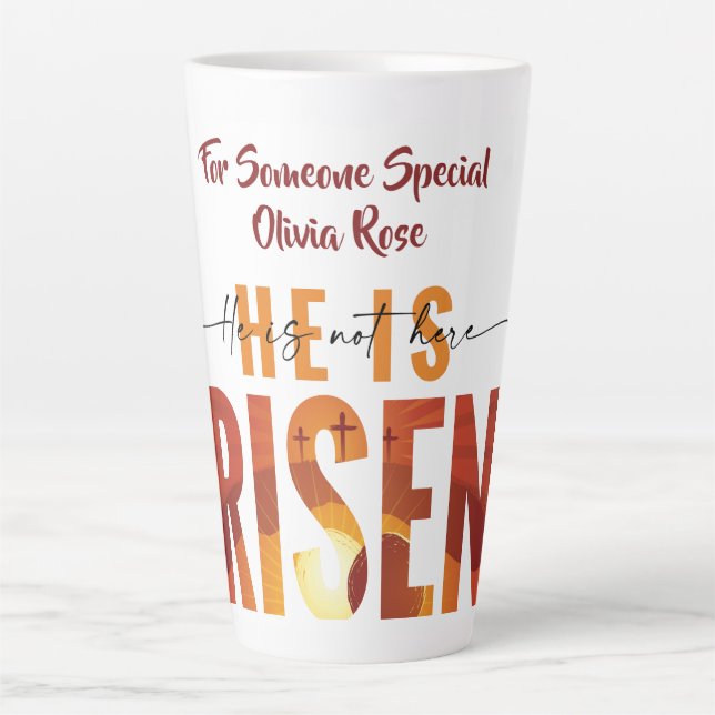 Er Ist Auferstanden Personalisierter Text Latte Ta Milchtasse (Vorderseite)