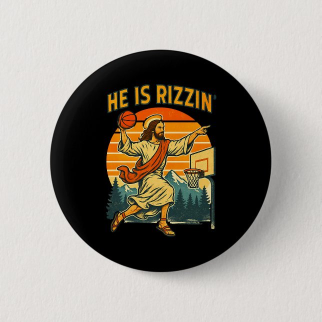 Er ist auferstanden Rizzin Ostern christlicher Gla Button (Vorderseite)