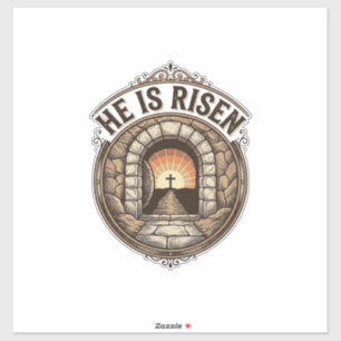 Er ist auferstanden Vintage-Ostern-Kreuz-Shirt Aufkleber