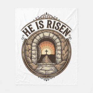 Er Ist Auferstanden Vintage Ostern Kreuz Shirt Fleecedecke