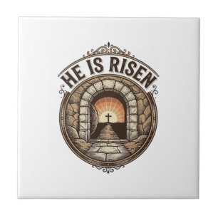 Er Ist Auferstanden Vintage Ostern Kreuz Shirt Fliese