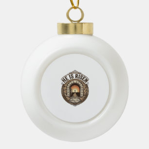 Er ist auferstanden Vintage-Ostern-Kreuz-Shirt Keramik Kugel-Ornament
