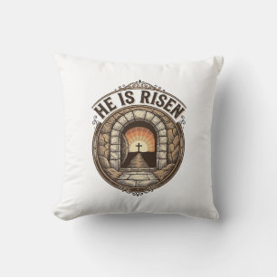 Er Ist Auferstanden Vintage Ostern Kreuz Shirt Kissen
