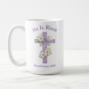 Er ist auferstanden Wasserfarben-Blumenkreuz Oster Kaffeetasse