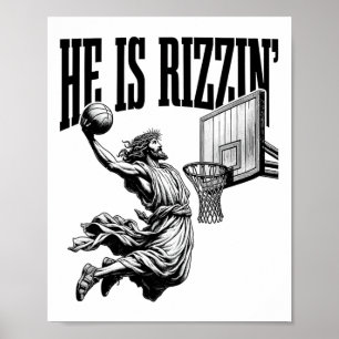Er ist Basketball Rizzin Shirt Ostern Christlich Poster