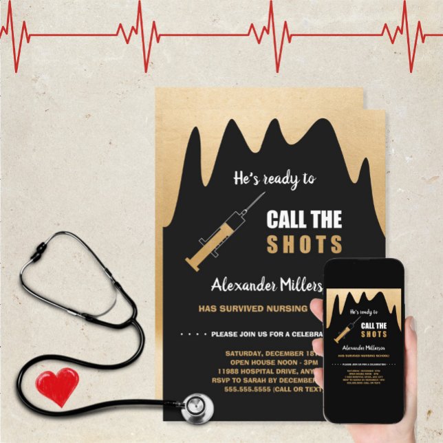 Er ist bereit, den Abschluss der Krankenschwester  Einladung (Von Creator hochgeladen)