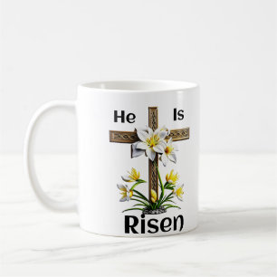 Er ist Christlich Risen Oaster Cross Lilies Kaffeetasse