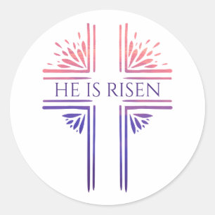 Er ist das Christliche Osteroriginal Kreuz. Runder Aufkleber