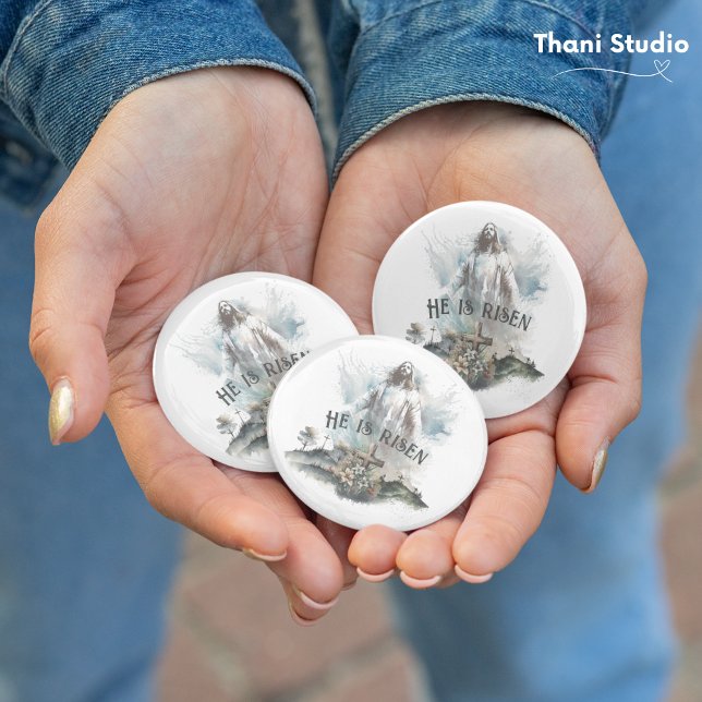 Er ist das Christliche riskante Osterkreuz Button (Von Creator hochgeladen)