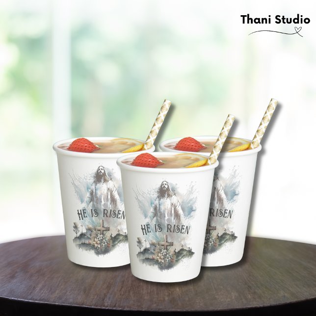 Er ist das Christliche riskante Osterkreuz Pappbecher (Von Creator hochgeladen)