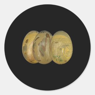 Er ist das Ostereier Jesus Christus Familie Kaninc Runder Aufkleber