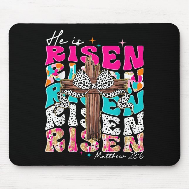Er ist das Risen Cross Jesus Ostern Christliche re Mousepad (Vorne)