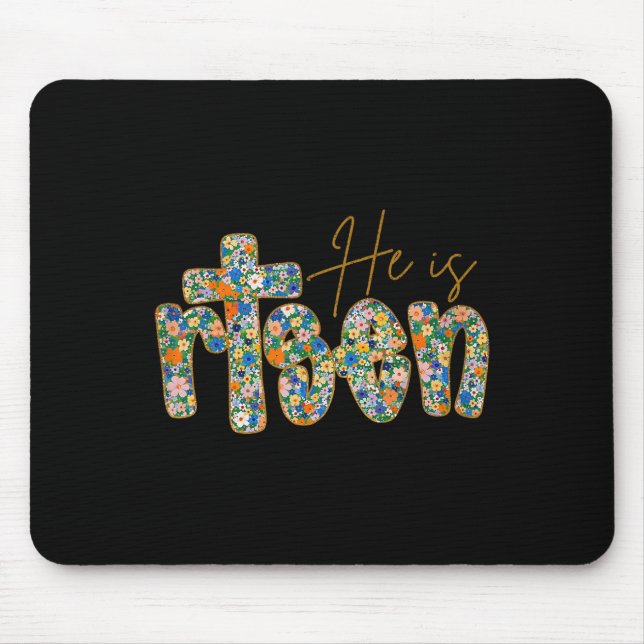 Er ist der florale Frühling Ostern Jesus Christlic Mousepad (Vorne)