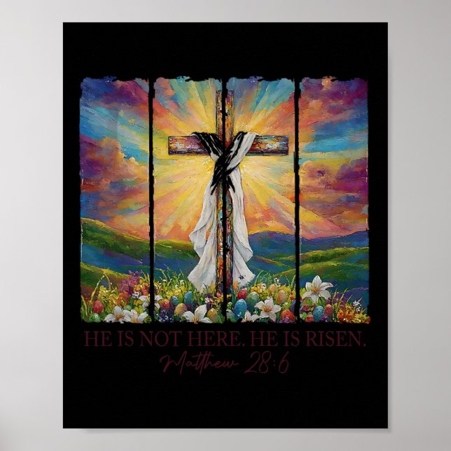 Er ist der Frühjahr Ostern Jesus Kreuz Christliche Poster (Vorne)