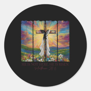 Er ist der Frühjahr Ostern Jesus Kreuz Christliche Runder Aufkleber