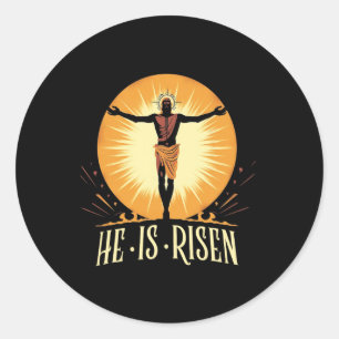 Er ist der religiöse Ostern Jesus Christlichen Men Runder Aufkleber