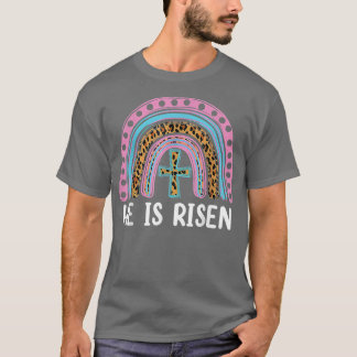 Er ist der Risen Leopard Regenbogen Christlich Jes T-Shirt