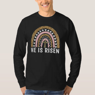 Er ist der Risen Leopard Regenbogen Christlich Jes T-Shirt