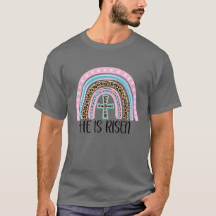 Er ist der Risen Leopard Regenbogen Christlich Jes T-Shirt