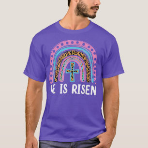 Er ist der Risen Leopard Regenbogen Christlich Jes T-Shirt
