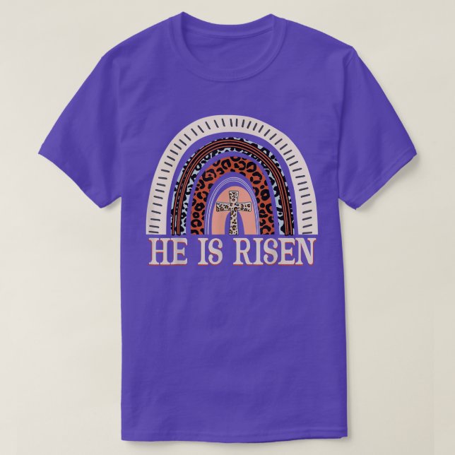 Er ist der Risen Leopard Regenbogen Christlich Jes T-Shirt (Design vorne)