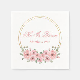 Er ist der Risen Pink Gold Floral Ostern Napkins Serviette