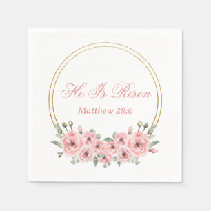 Er ist der Risen Pink Gold Floral Ostern Napkins Serviette