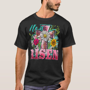 Er ist der Sonnenblumen Leopard Kreuz Jesus Christ T-Shirt