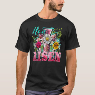 Er ist der Sonnenblumen Leopard Kreuz Jesus Christ T-Shirt