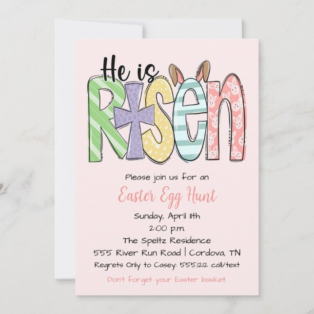 Er ist die Einladung zur religiösen Ostereierjagd (Vorderseite)