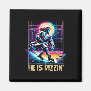 Er ist ein Christian-Eishockey-Liebhaber-Jesus-Mem Magnet