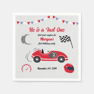 Er ist ein Festlicher Roter Rennwagen Geburtstag F Serviette