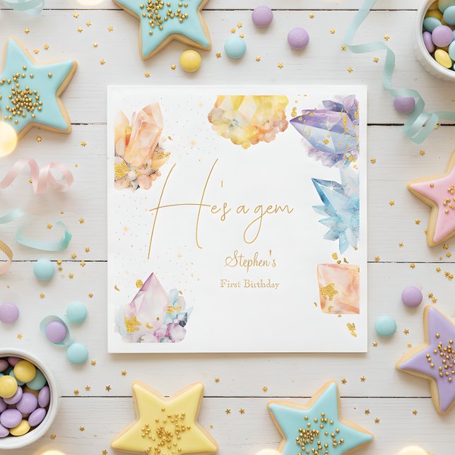 Er ist ein Gem Birthday Crystals Boy's Aquarell Serviette (Von Creator hochgeladen)