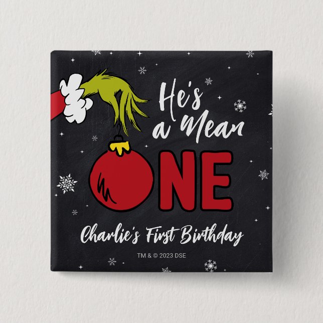 Er ist ein Gemeiner | Grinch Geburtstag Button (Vorderseite)