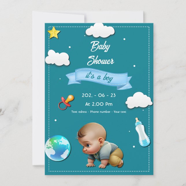 Er ist ein Junge! Einladung (Vorderseite)