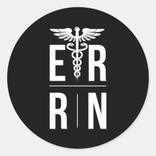 Er ist ein Notfallraum Krankenversicherung er Kran Runder Aufkleber
