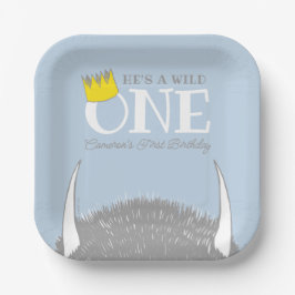 Er ist ein Wild One - 1. Geburtstag Crown Blue Pappteller