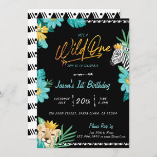 Er ist ein Wild One Tropical Dschungel Tribal zum  Einladung