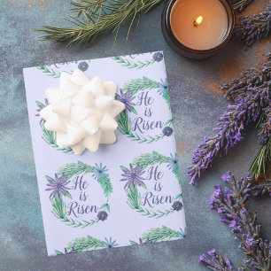 Er ist ein wunderschönes Lila religiöses Ostern Geschenkpapier Set