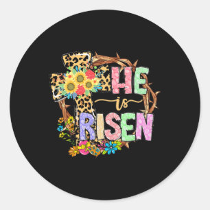 Er ist floral Jesus Ostertag Christen Leo Runder Aufkleber