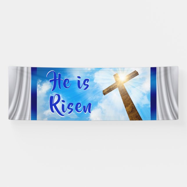 Er ist gestiegene Fahne, Ostern-Fahnen für Kirche Banner (Horizontal)