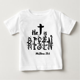 Er ist gestiegene Ostern-Schrift Baby T-shirt