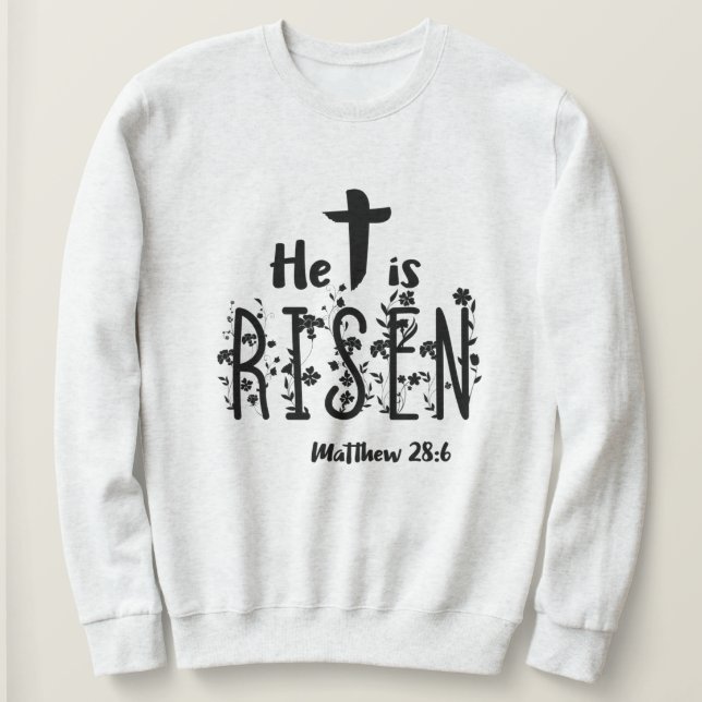 Er ist gestiegene Ostern-Schrift Sweatshirt (Design vorne)