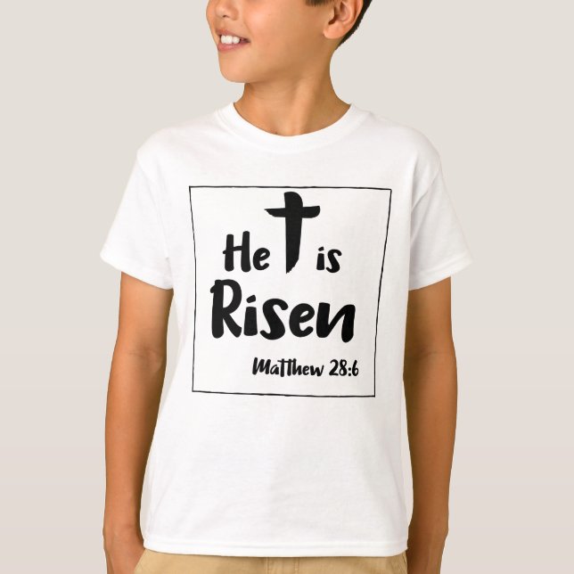 Er ist gestiegene Ostern-Schrift T-Shirt (Vorderseite)