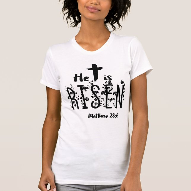 Er ist gestiegene Ostern-Schrift T-Shirt (Vorderseite)