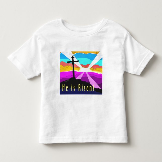 Er ist gestiegener querer christlicher kleinkind t-shirt (Vorderseite)
