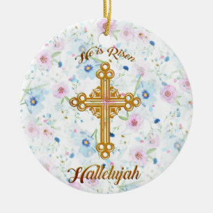 Er ist gestiegenes christliches Ostern Keramik Ornament
