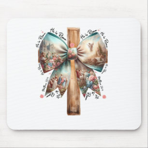 Er ist Jesus Coquette Bow Osterkreuz Frauen riskie Mousepad
